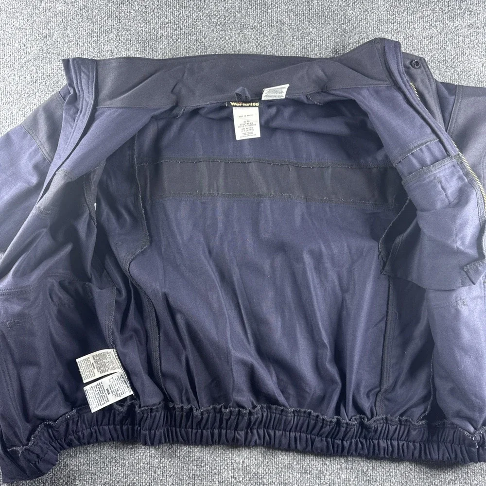 Workrite FR Jacket Mens M Blue Flame Resistant Full Zip Snap Workwear